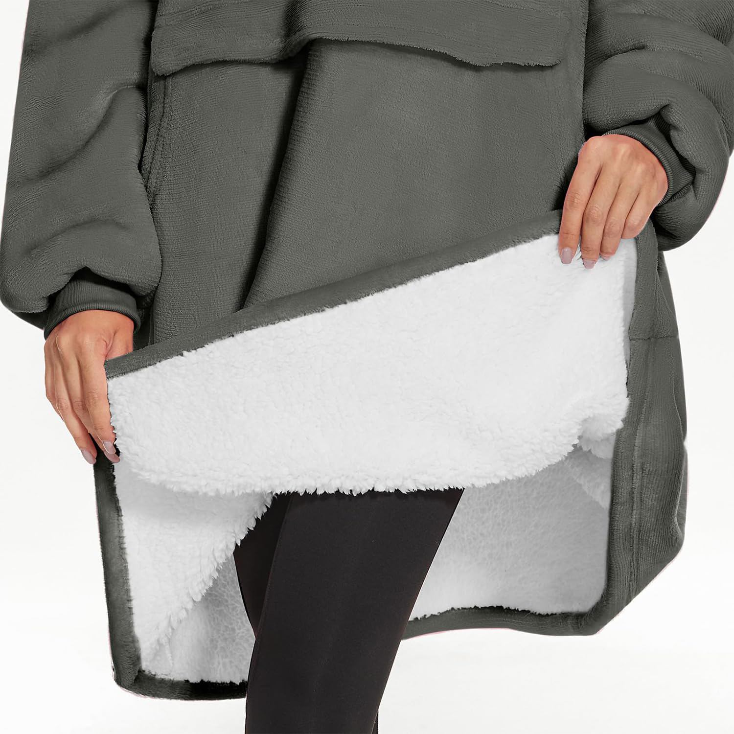 Wearable Blanket Hoodie, Oversized Sweatshirt Blanket Sleeves, Warm & Cozy Hooded Blanket Gifts for Women Men