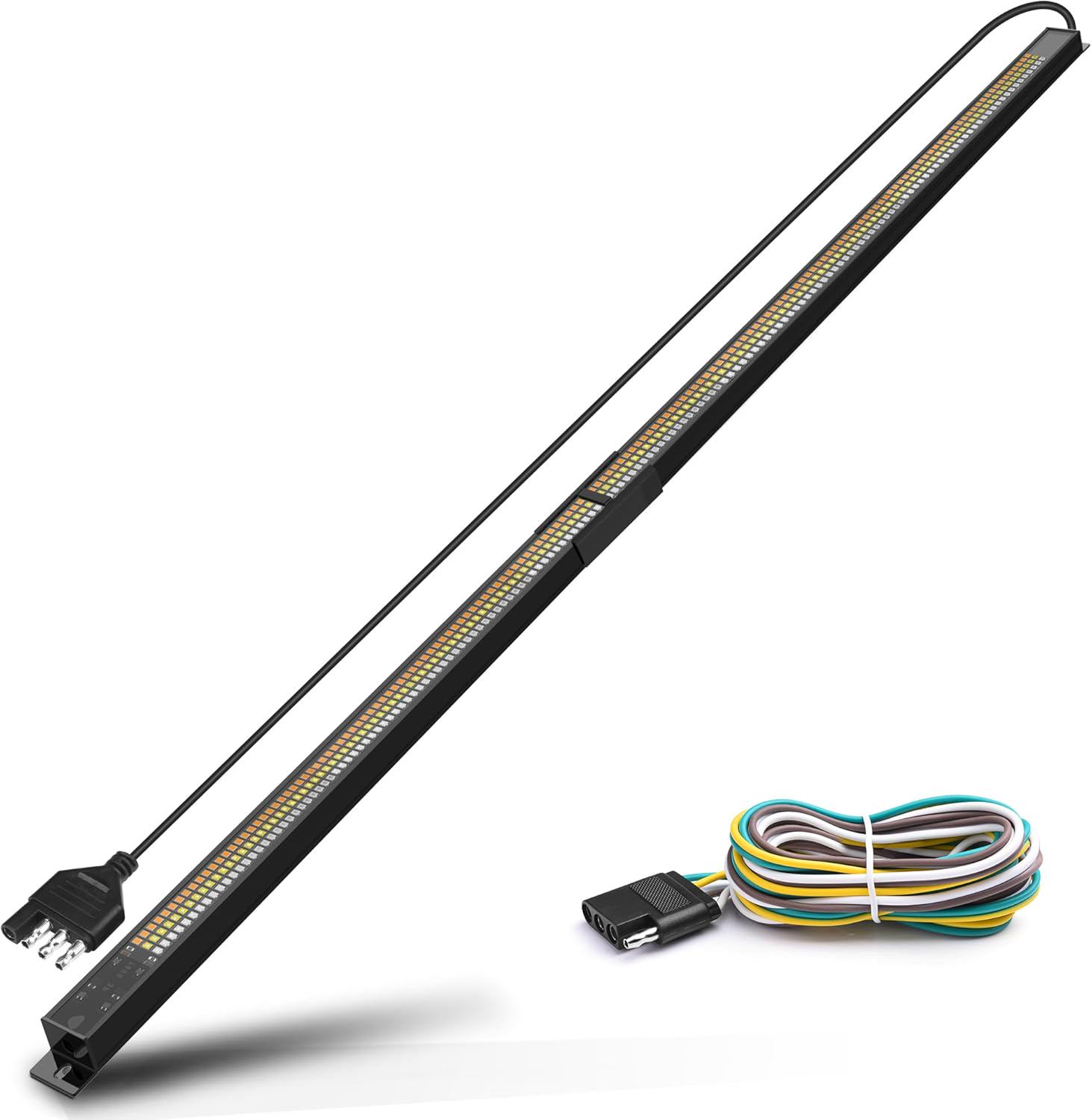 MICTUNING 60" Triple LED Tailgate Light Bar IP68 Waterproof Plug-and-Play Folded Aluminum Frame with 4-Way Flat Connector - Full Function Reverse Brake Running