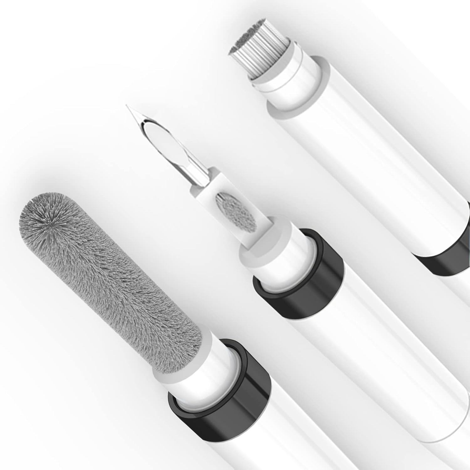 ECP4in1 for Airpod Cleaner Kit Equipped with a Flocked Sponge a Metal Pen Tip 2 High-Density Brush Easy Clean Hard-to-Touch Place Earbud Cleaning Kit Tool for Airpods Pro 1 2 3 -Black