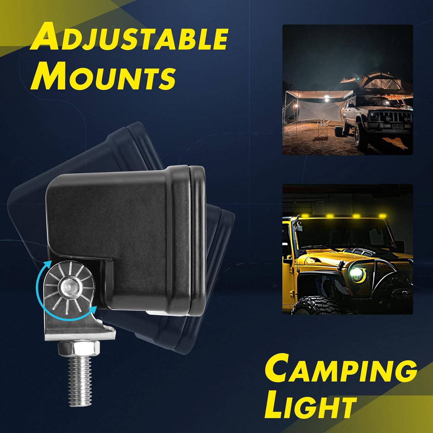 LED Pods Amber, 2PCS 40W 3 Inch Driving Light Amber Fog Light Waterproof Offroad Bumper Cube Super Bright Flood Work Light Pods with Wiring Harness for Truck ATV UTV SUV Motorcycle