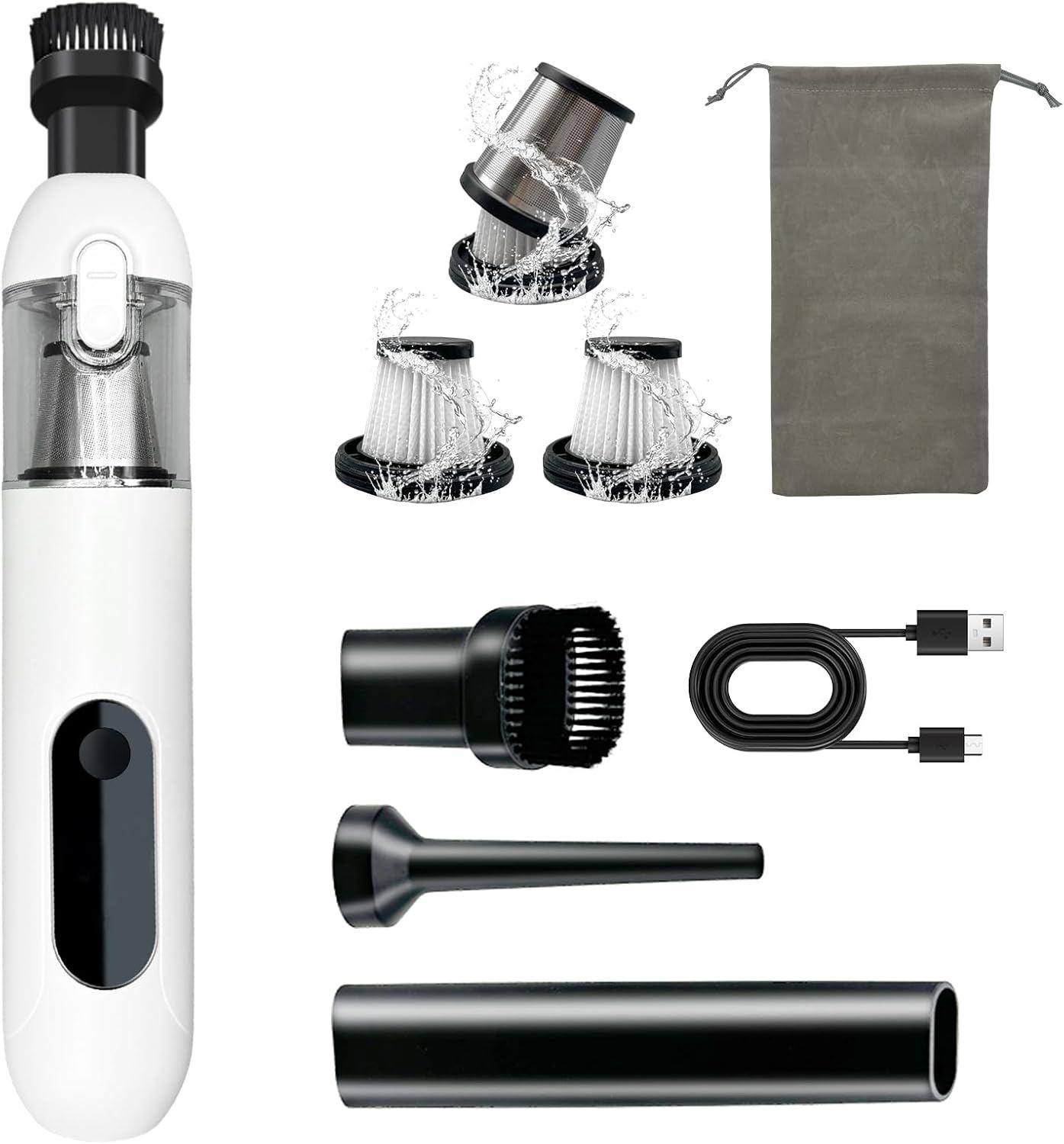 Car Vacuum Portable Cordless, 4 in 1 Mini Car Cleaner, Handheld Vacuum High Power13000Pa, Rechargeable for Home, Pet, Office, Keyboards