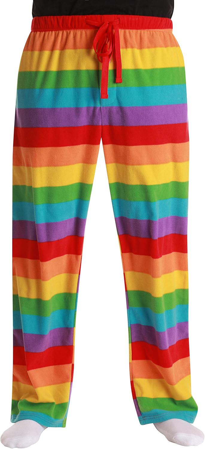 #followme Microfleece Men’s Pajama Pants - (color: Rainbow Stripe, size: Medium)