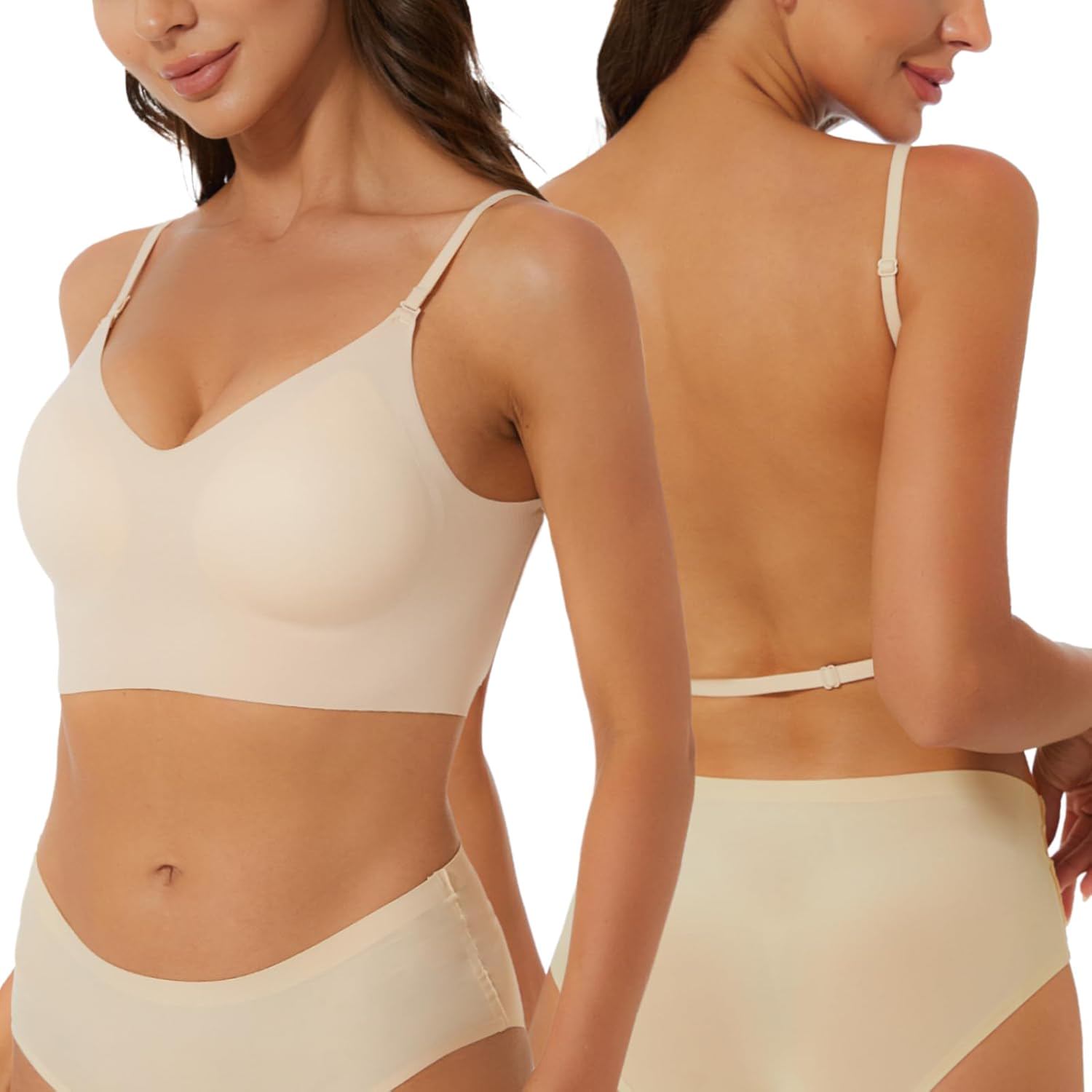 Low Back Seamless Bras Backless Wireless Multiway Convertible Halter Spaghetti Strap Padded Lifting Bralette