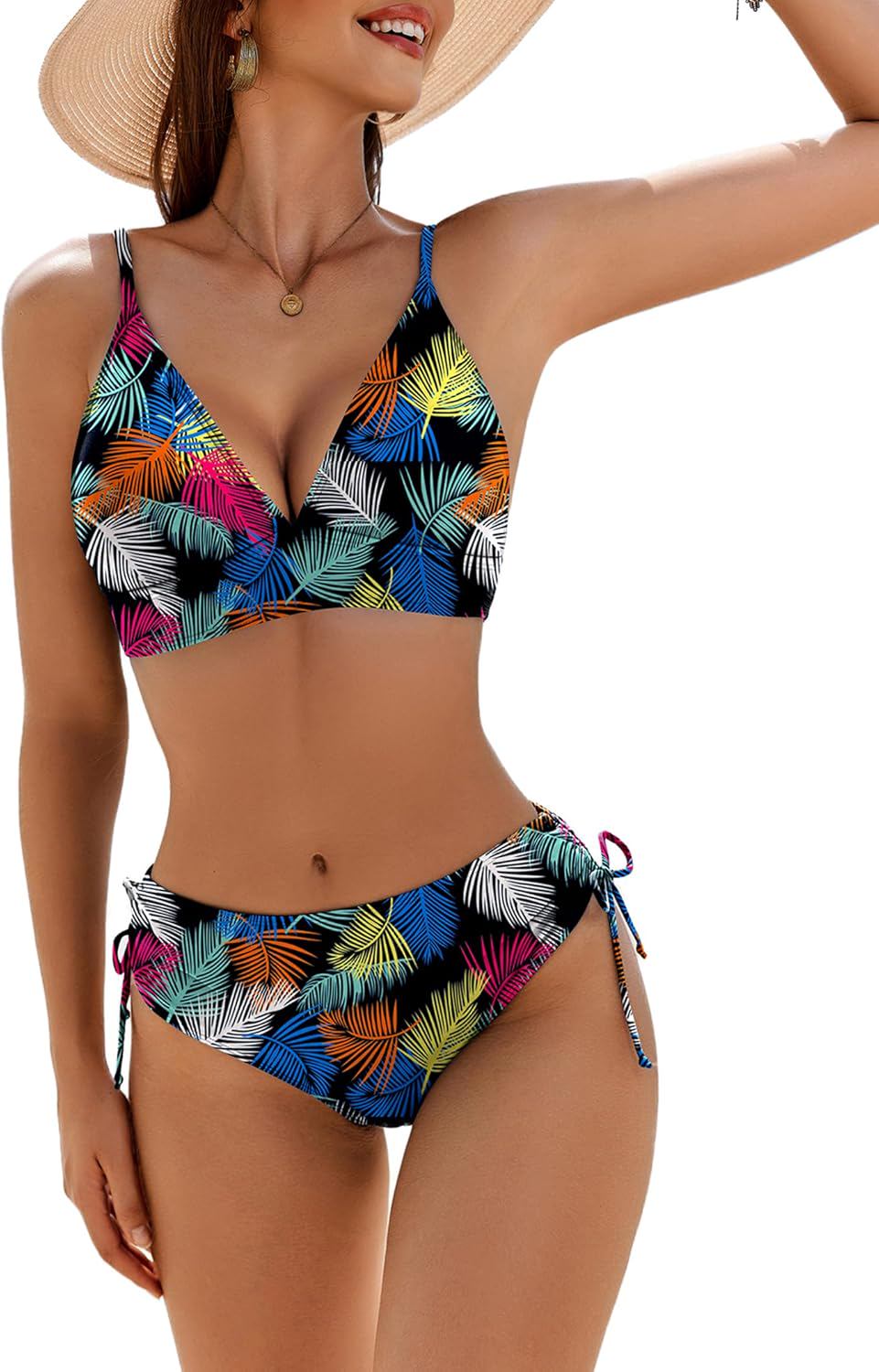 AI'MAGE Bikini Set for Women High Waisted Two Piece Swimsuits Sexy V Neck Bathing Suit 2025