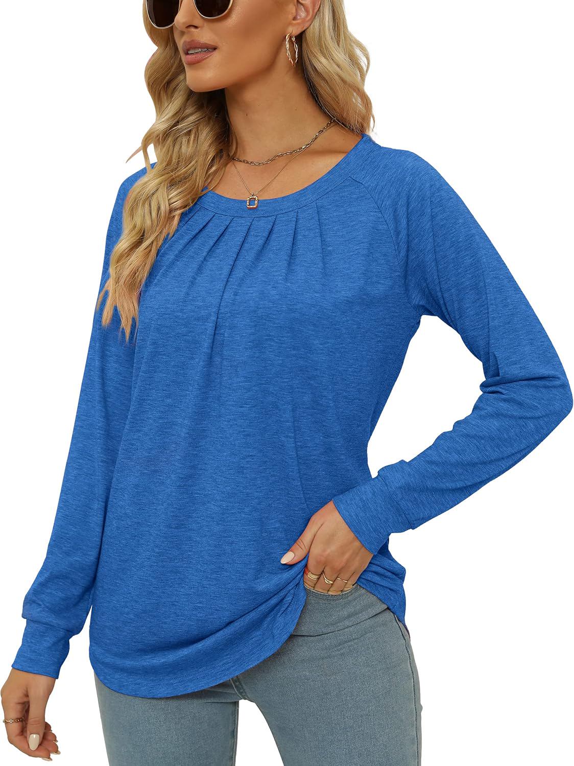 JomeDesign Womens Tops Long Sleeve Crew Neck Shirts Loose Casual Blouse Fall Clothes