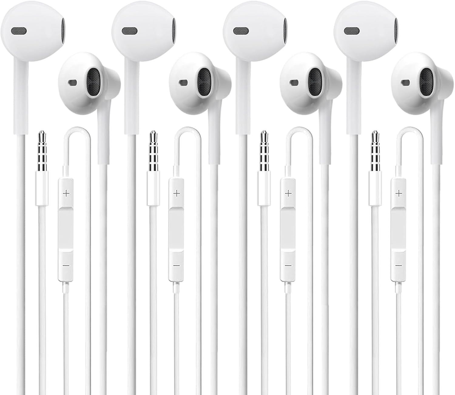 Wired Earbuds 4 Pack, Earbuds HiFi Stereo Wired Earphones Headphones with Microphone Volume Control Compatible with iPad, Laptop, MP3, Android Smartphones, Fits All 3.5mm Jack Device