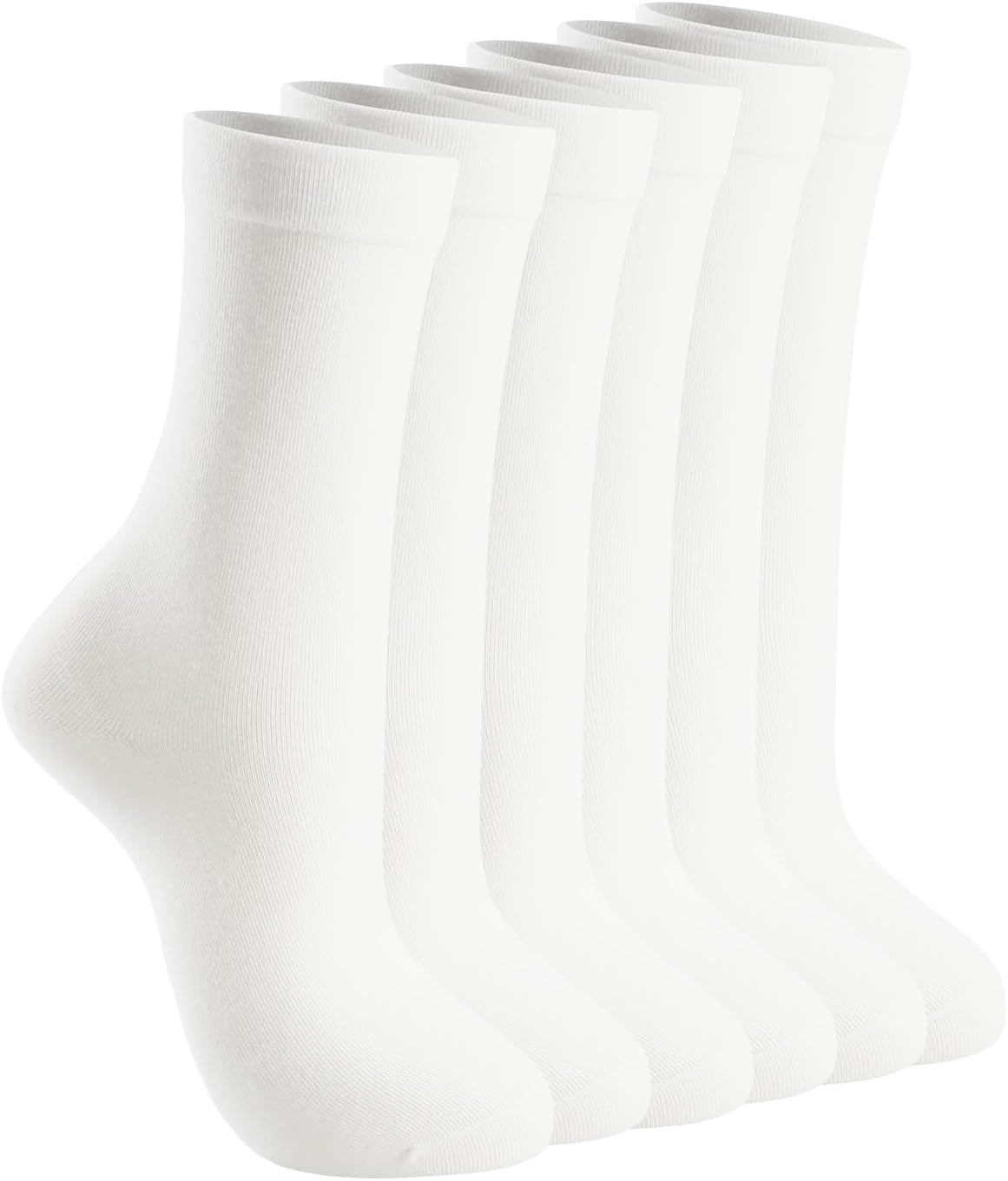 HAVE A TREE 3-12 Pack Women Crew Cotton Socks Long Soft Thin White Socks
